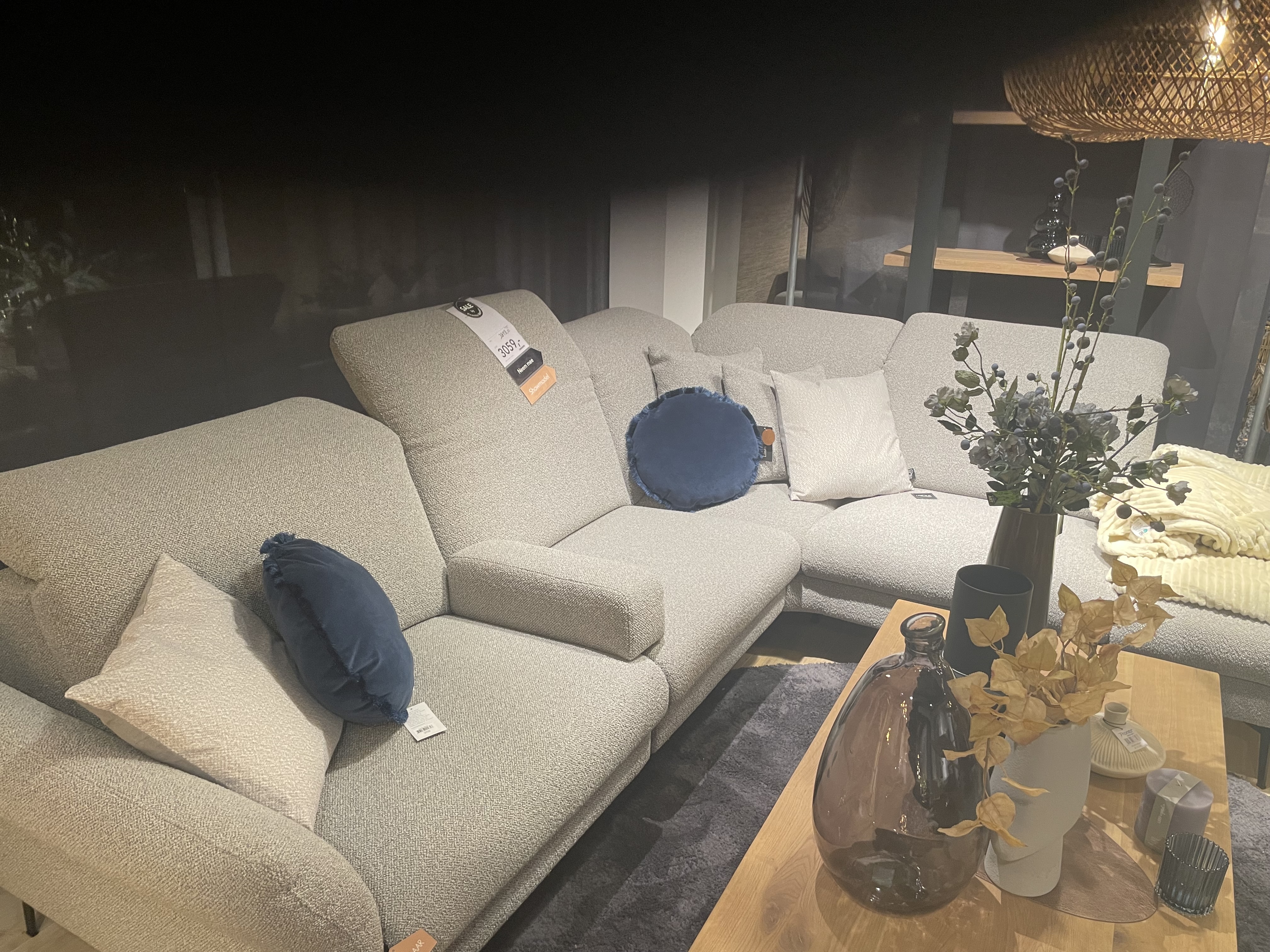 Trendy grijs gemêleerde hoekbank - Impero