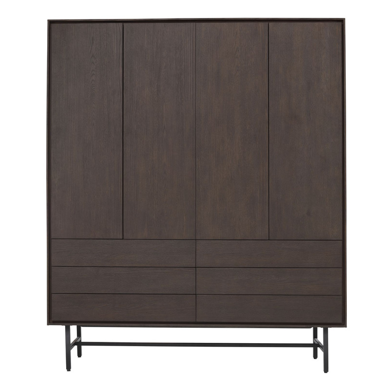 Belvio opbergkast 4d+6l dark oak veneer