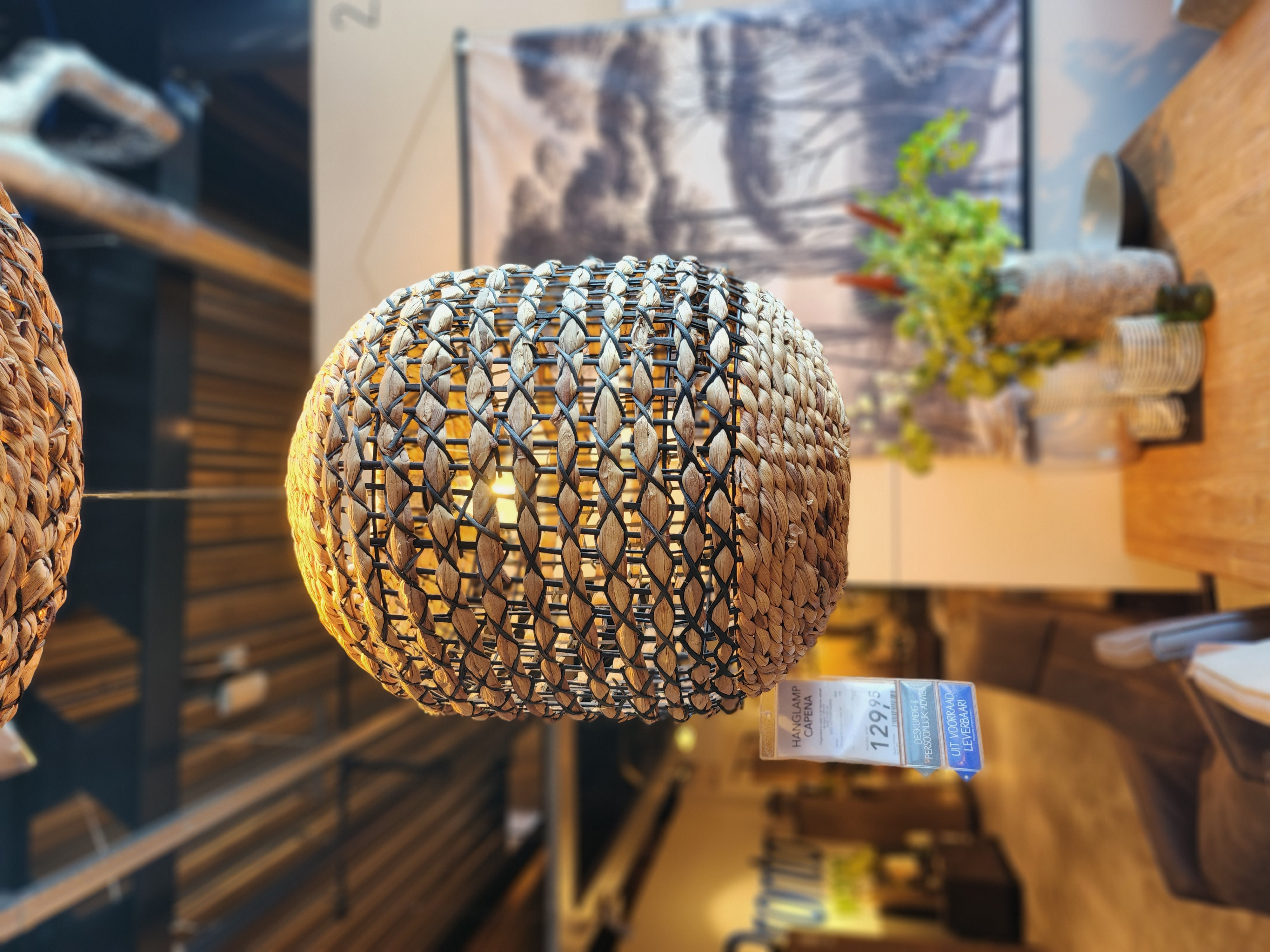 Capena hanglamp rotan naturel+zwart