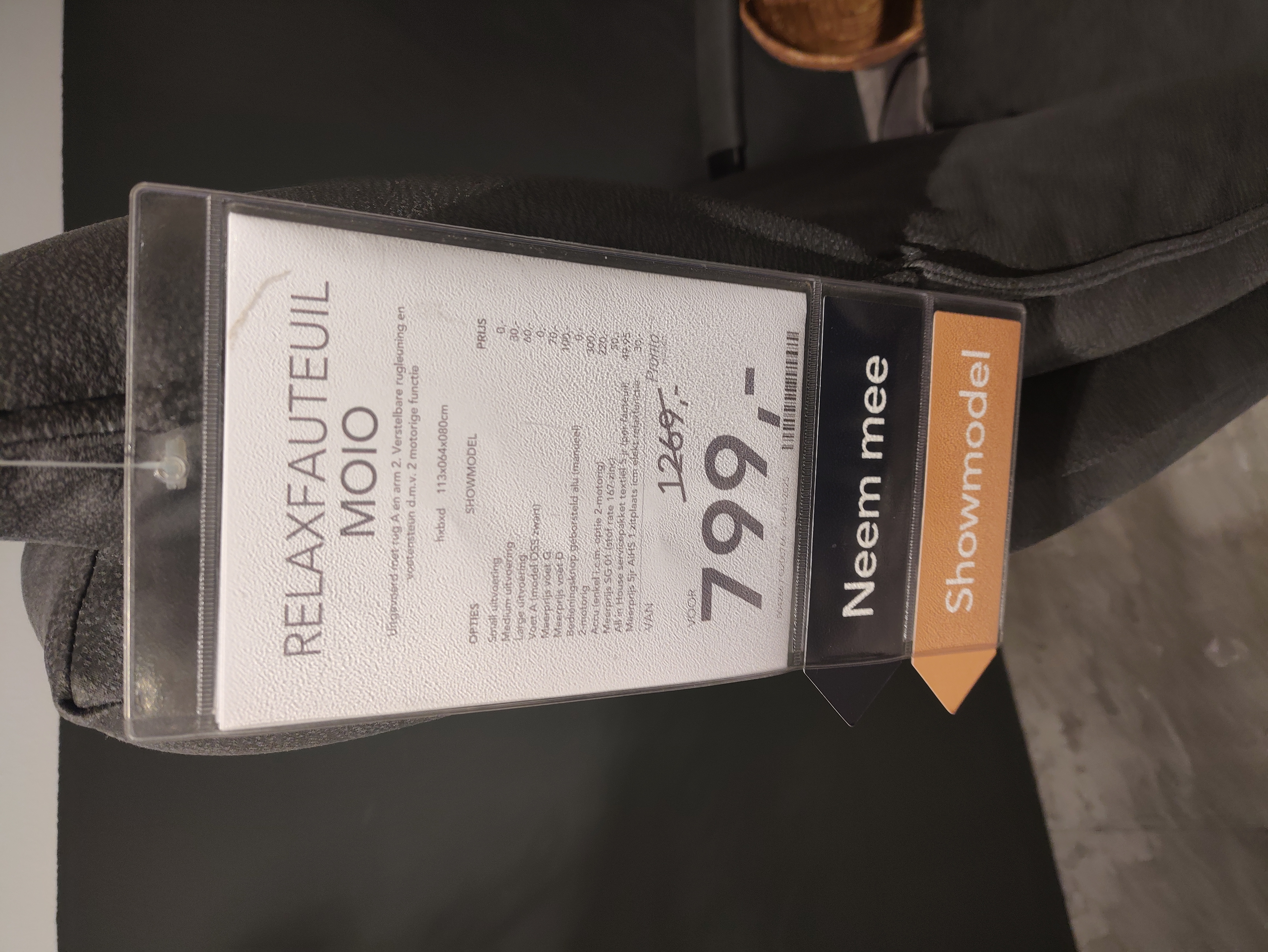 Relaxfauteuil Moio in stof python 67-antraciet Relaxfauteuil Moio in stof python 67-antraciet