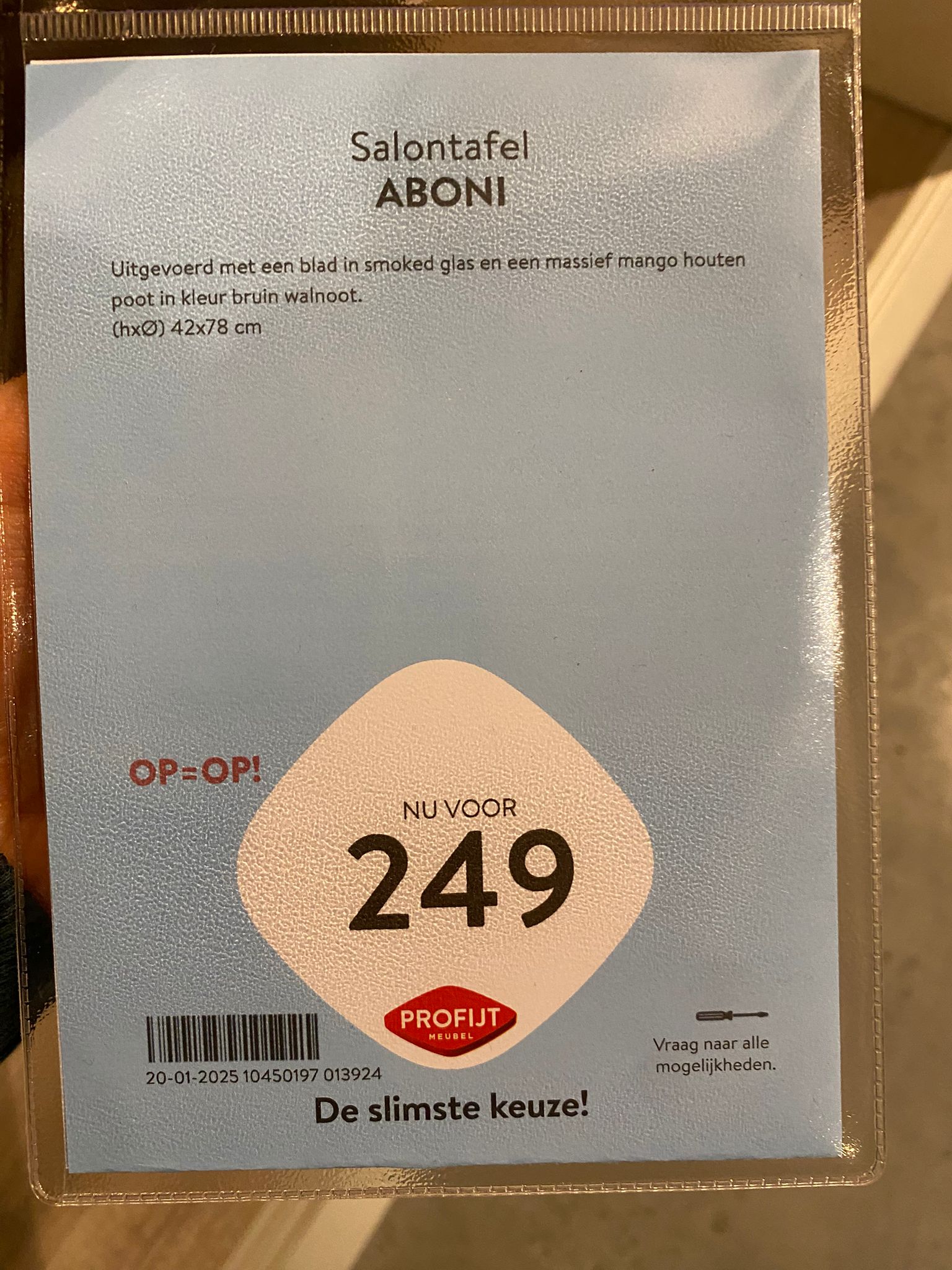Aboni salontafel ø78xh42cm blad smoked glas