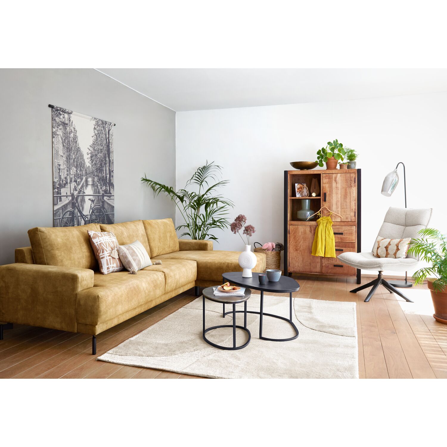 Moderne bank Ostuni met chaise longue rechts Moderne bank Ostuni met chaise longue rechts