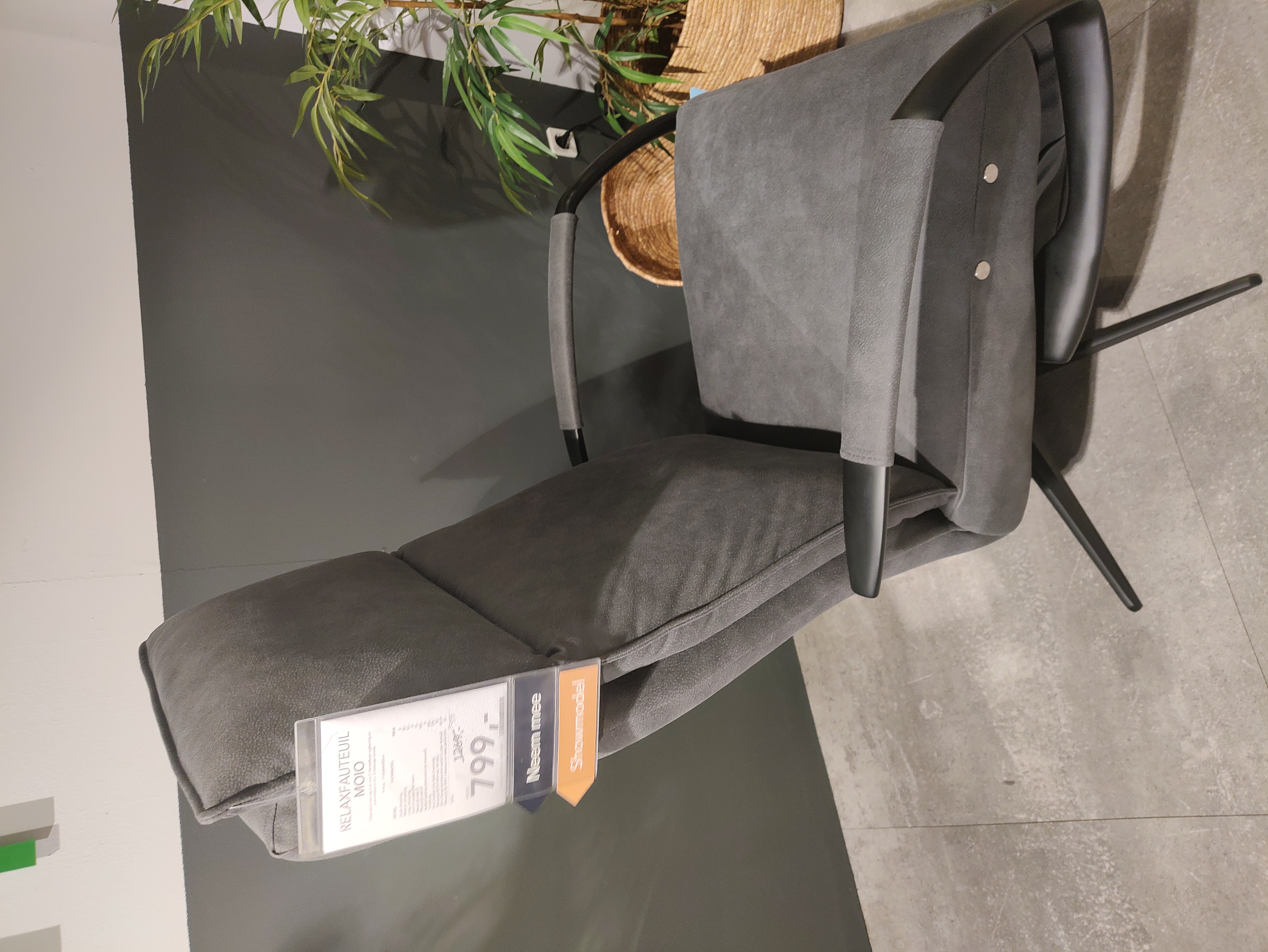 Relaxfauteuil Moio in stof python 67-antraciet Relaxfauteuil Moio in stof python 67-antraciet